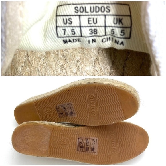 SOLUDOS x ASHKAHN TGIF Embroidered Canvas Espadrilles Flats in White Size 7.5 - Picture 11 of 12